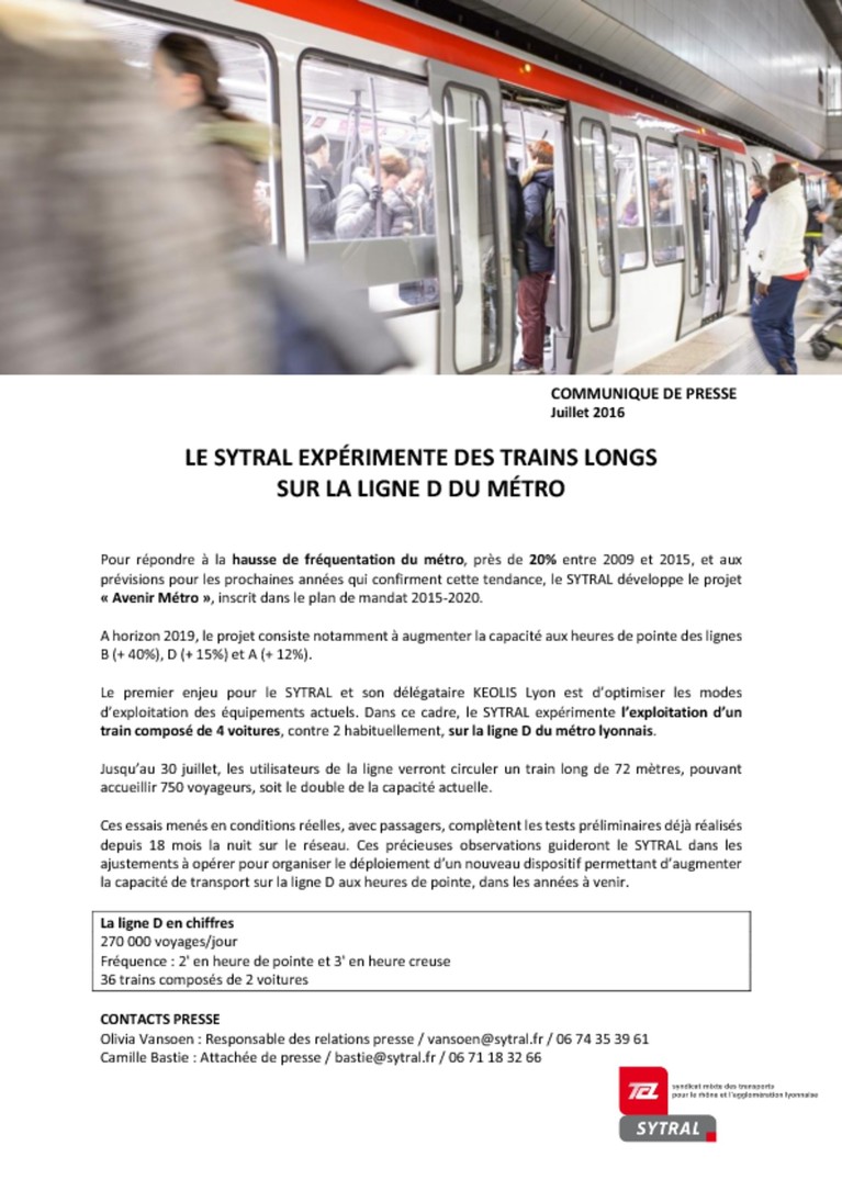 Expérimentation - Train long ligne D