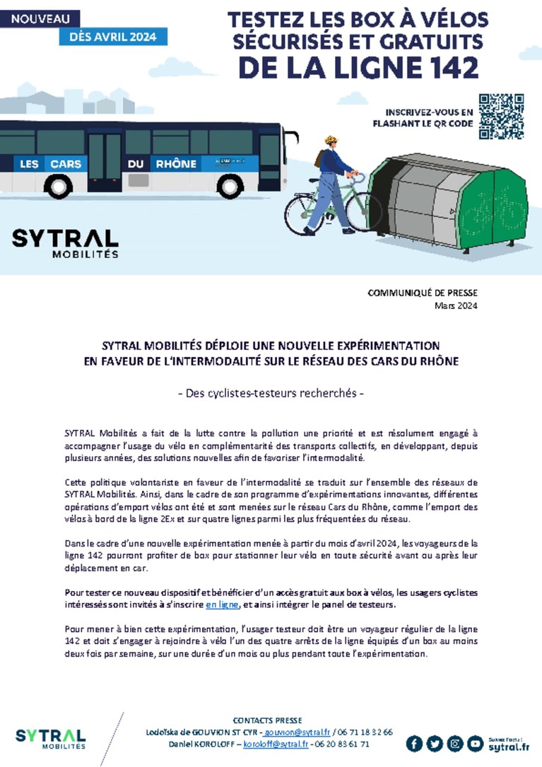 Box à vélos sécurisés : une nouvelle expérimentation sur le réseau des Cars du Rhône