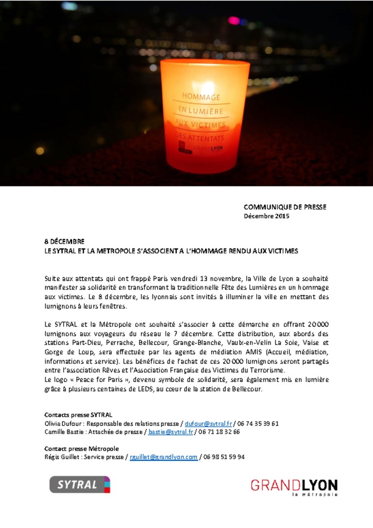 Fête des lumières  en hommage aux victimes