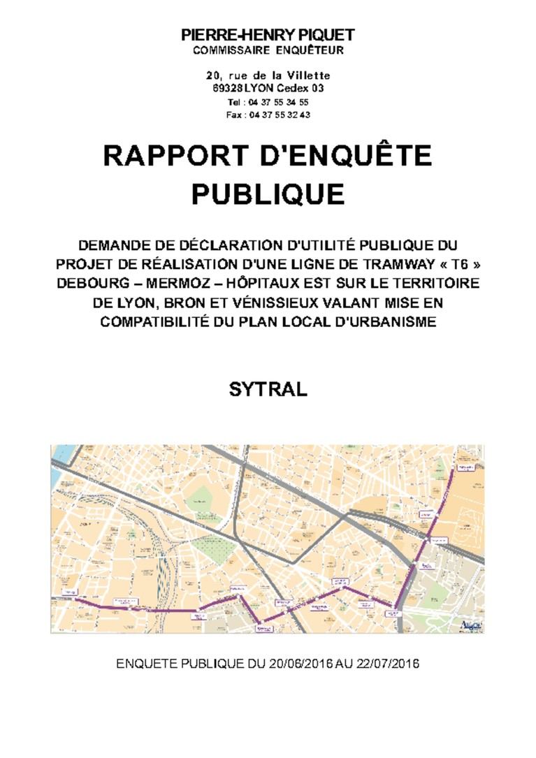 RAPPORT D'ENQUÊTE PUBLIQUE T6