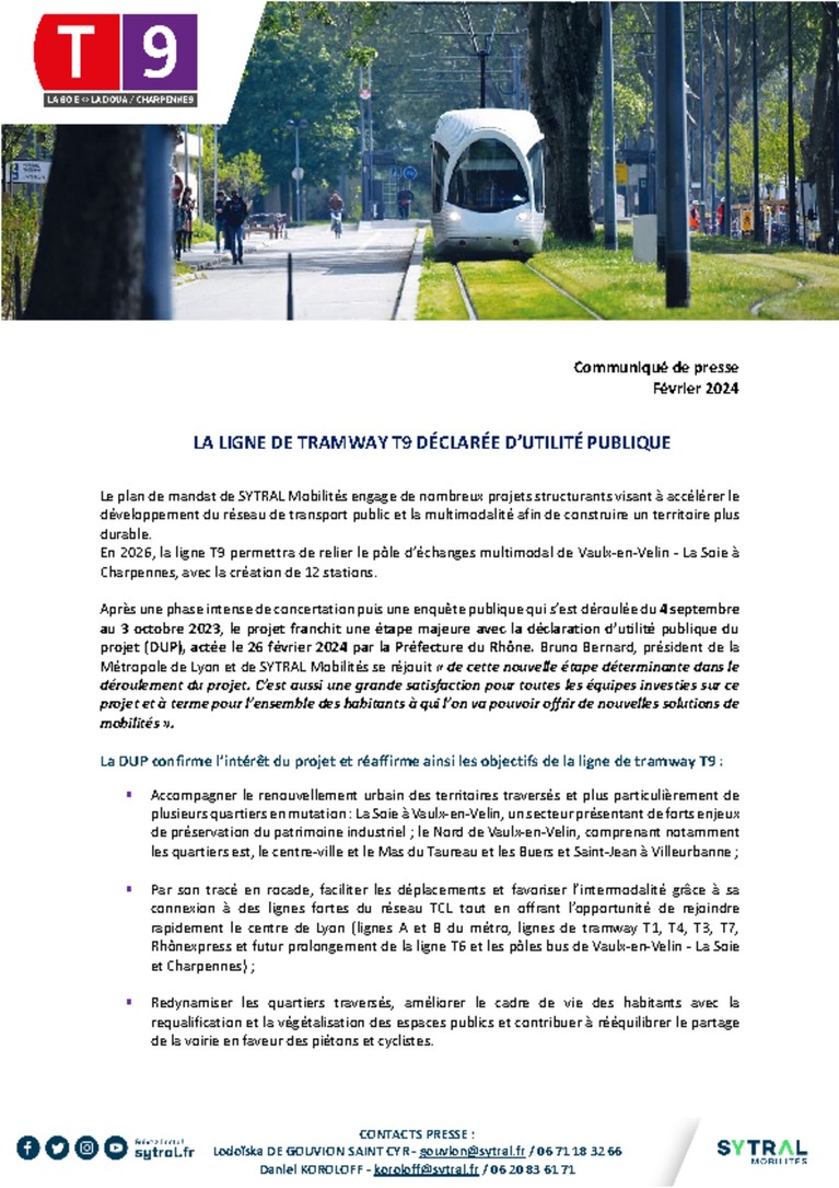 Le tramway T9 déclaré d'utilité publique