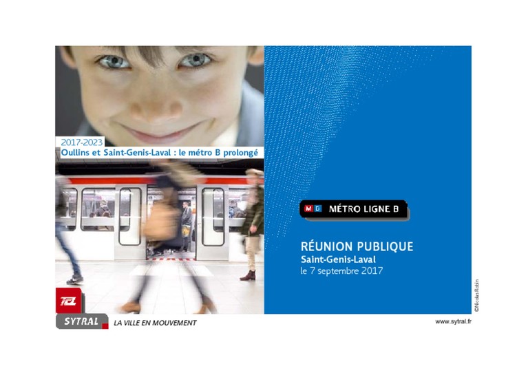 Présentation du prolongement métro B - réunion publique de St-Genis-Laval - 07/09/2017