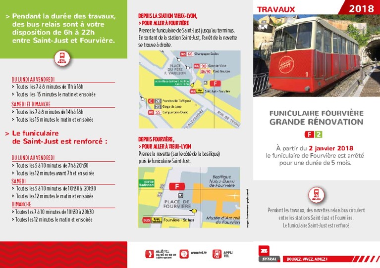 Infos pratiques sur les bus relais entre les stations Saint-Just et Fourvière