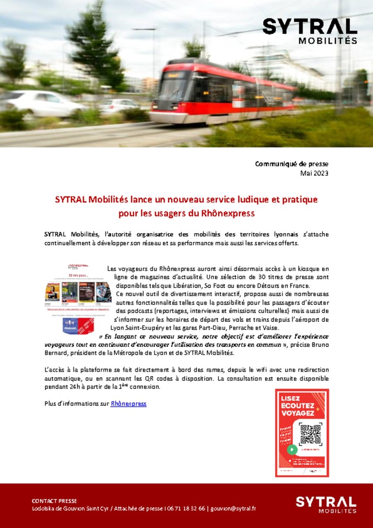 Un nouveau service ludique et pratique pour les usagers du Rhônexpress SYTRAL