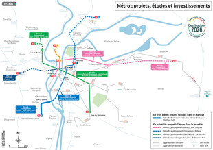 Carte des projets, études et investissements pour le métro