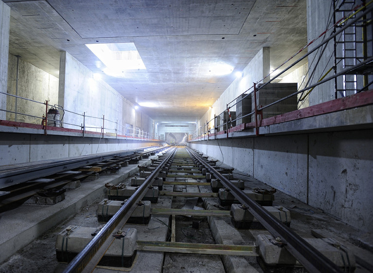 Le chantier du métro B en avril 2012